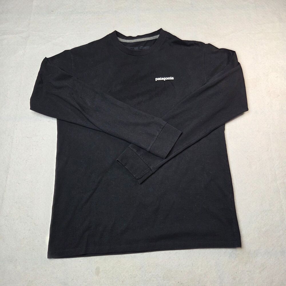 Patagonia Long Sleeve Graphic Logo T-Shirt Black Size Small Regular Fit